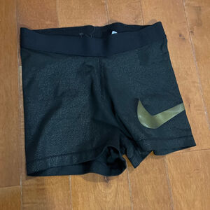 Nike Pro Black & Gold Athletic Shorts sz Small